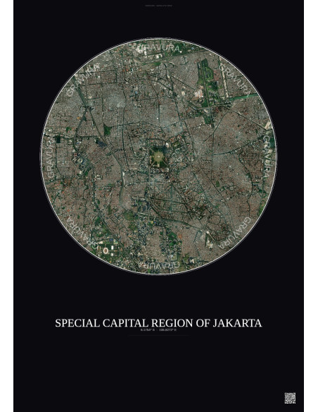 Special Capital Region Of Jakarta Satellite View Poster 6km Color | Gravura – Dark background