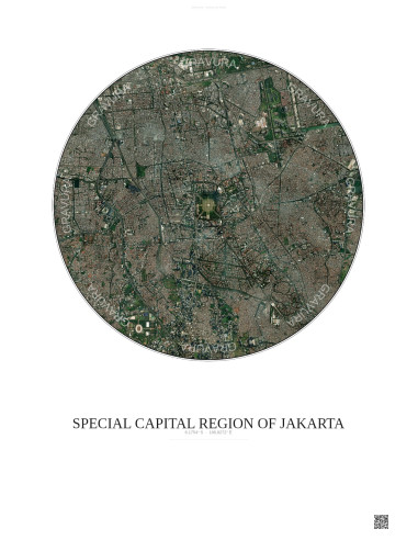 Affiche Special Capital Region Of Jakarta – Poster vue satellite 6km Couleur | Gravura – Fond clair