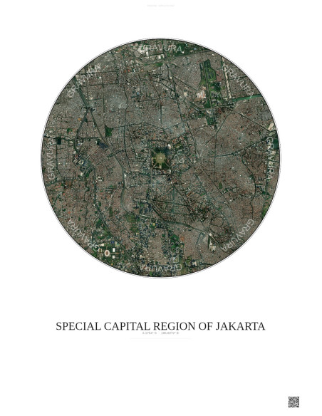 Affiche Special Capital Region Of Jakarta – Poster vue satellite 6km Couleur | Gravura – Fond clair