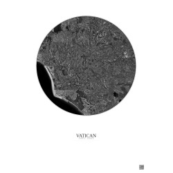 Affiche Vatican – Poster vue satellite 30km N&B | Gravura – Fond clair
