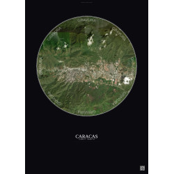 Affiche Caracas – Poster vue satellite 10km Couleur | Gravura – Fond foncé
