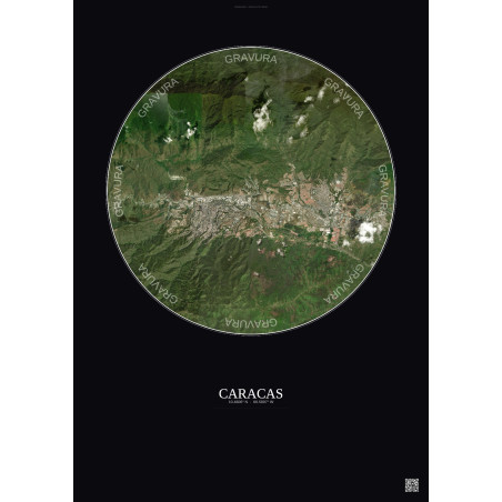 Affiche Caracas – Poster vue satellite 10km Couleur | Gravura – Fond foncé