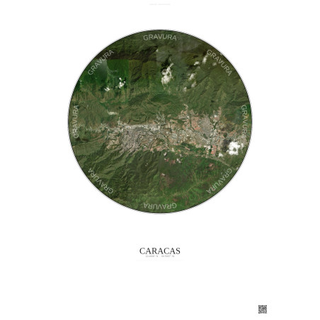 Affiche Caracas – Poster vue satellite 10km Couleur | Gravura – Fond clair