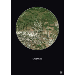 Affiche Caracas – Poster vue satellite 2.5km Couleur | Gravura – Fond foncé