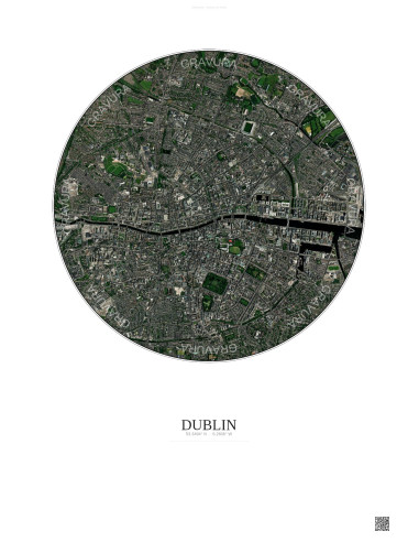 Dublin Satellite View Poster 2.5km Color | Gravura – Light background
