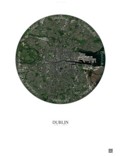 Affiche Dublin – Poster vue satellite 6km Couleur | Gravura – Fond clair
