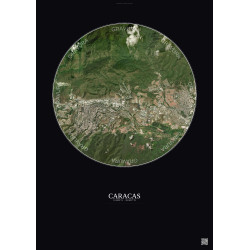 Affiche Caracas – Poster vue satellite 6km Couleur | Gravura – Fond foncé