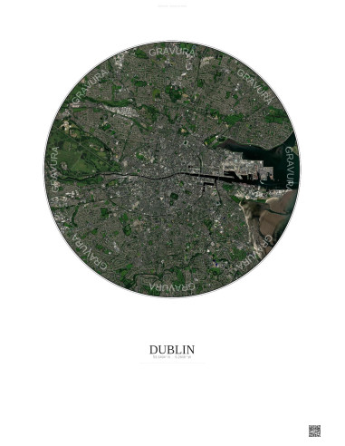 Affiche Dublin – Poster vue satellite 6km Couleur | Gravura – Fond clair
