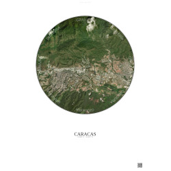 Affiche Caracas – Poster vue satellite 6km Couleur | Gravura – Fond clair