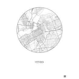 Ottawa City Map Poster 6km | Gravura – Light background