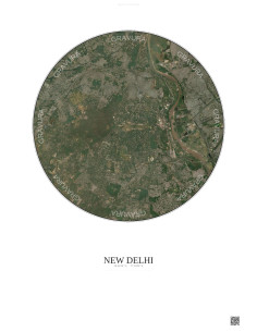 Affiche New Delhi – Poster vue satellite 10km Couleur | Gravura – Fond clair