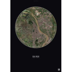 Affiche Ha Noi – Poster vue satellite 10km Couleur | Gravura – Fond foncé
