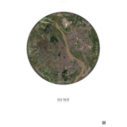 Affiche Ha Noi – Poster vue satellite 10km Couleur | Gravura – Fond clair