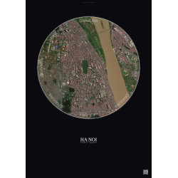 Affiche Ha Noi – Poster vue satellite 2.5km Couleur | Gravura – Fond foncé