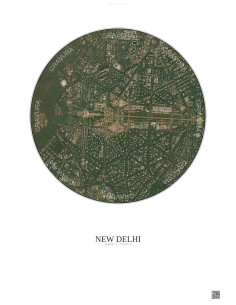 Affiche New Delhi – Poster vue satellite 2.5km Couleur | Gravura – Fond clair