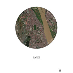Affiche Ha Noi – Poster vue satellite 2.5km Couleur | Gravura – Fond clair