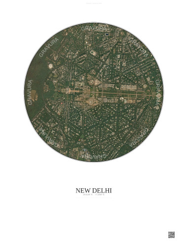 New Delhi Satellite View Poster 2.5km Color | Gravura – Light background