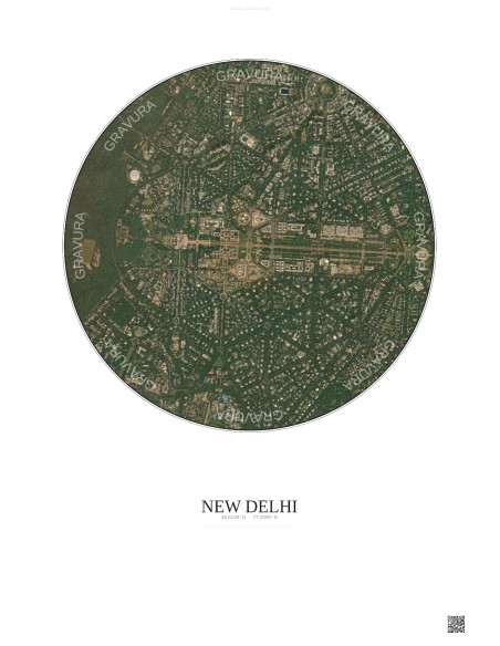 New Delhi Satellite View Poster 2.5km Color | Gravura – Light background