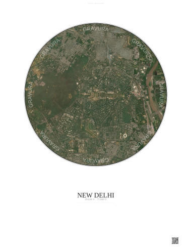 New Delhi Satellite View Poster 6km Color | Gravura – Light background