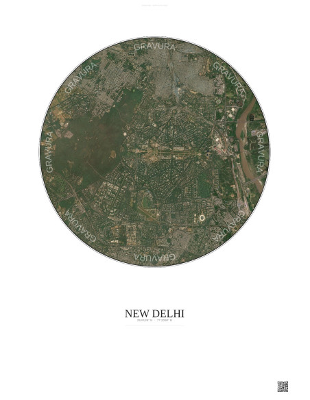 New Delhi Satellite View Poster 6km Color | Gravura – Light background