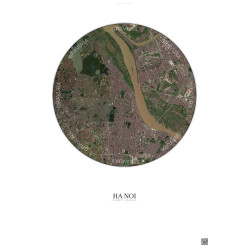 Affiche Ha Noi – Poster vue satellite 6km Couleur | Gravura – Fond clair