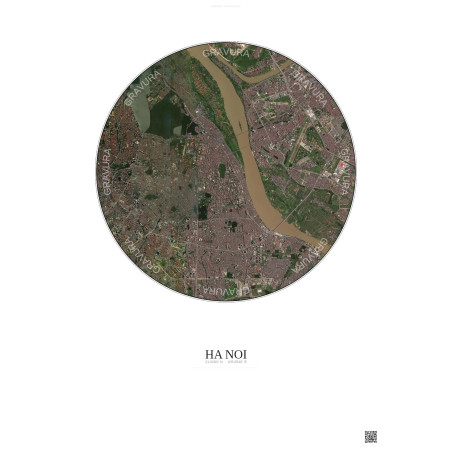 Affiche Ha Noi – Poster vue satellite 6km Couleur | Gravura – Fond clair