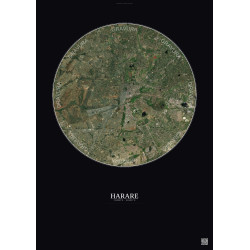 Affiche Harare – Poster vue satellite 10km Couleur | Gravura – Fond foncé