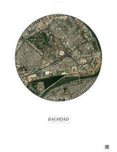 Affiche Baghdad – Poster vue satellite 2.5km Couleur | Gravura – Fond clair