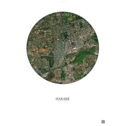 Affiche Harare – Poster vue satellite 2.5km Couleur | Gravura – Fond clair