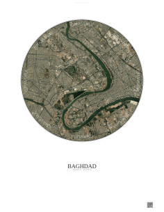 Affiche Baghdad – Poster vue satellite 6km Couleur | Gravura – Fond clair