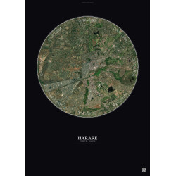 Affiche Harare – Poster vue satellite 6km Couleur | Gravura – Fond foncé