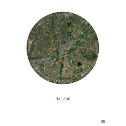 Affiche Harare – Poster vue satellite 6km Couleur | Gravura – Fond clair