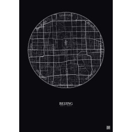 Affiche Beijing – Poster carte de ville 6km | Gravura – Fond foncé