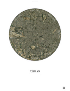 Affiche Tehran – Poster vue satellite 10km Couleur | Gravura – Fond clair