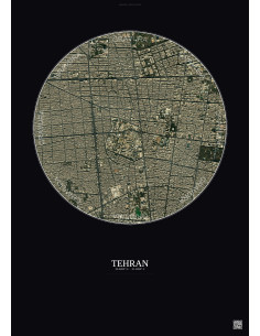 Affiche Tehran – Poster vue satellite 2.5km Couleur | Gravura – Fond foncé