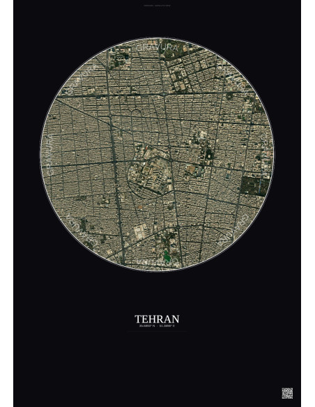 Tehran Satellite View Poster 2.5km Color | Gravura – Dark background