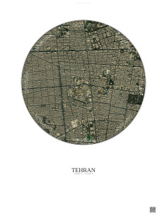 Affiche Tehran – Poster vue satellite 2.5km Couleur | Gravura – Fond clair