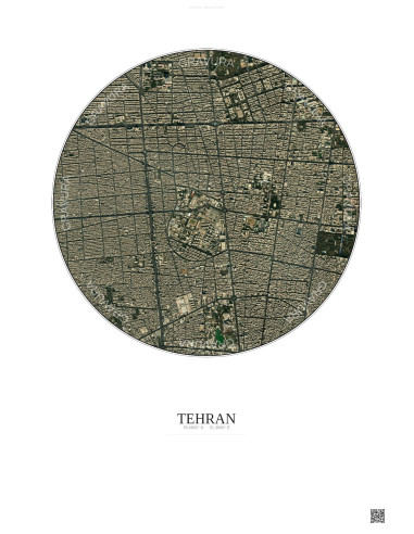 Tehran Satellite View Poster 2.5km Color | Gravura – Light background