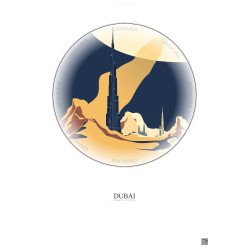 Affiche Dubai – Poster illustration vintage – Burj Khalifa | Gravura – Fond clair