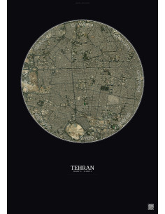 Affiche Tehran – Poster vue satellite 6km Couleur | Gravura – Fond foncé