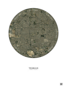 Affiche Tehran – Poster vue satellite 6km Couleur | Gravura – Fond clair