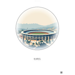 Affiche Kabul – Poster illustration vintage – Ghazi Stadium | Gravura – Fond clair