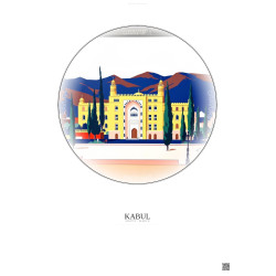 Affiche Kabul – Poster illustration vintage – National Museum Of Afghanistan | Gravura – Fond clair