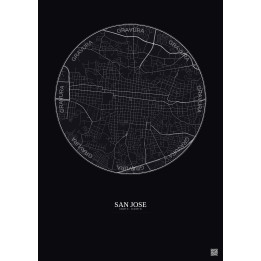 San Jose City Map Poster 2.5km | Gravura – Dark background