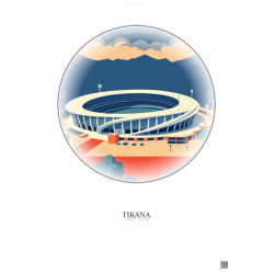 Affiche Tirana – Poster illustration vintage – Air Albania Stadium | Gravura – Fond clair