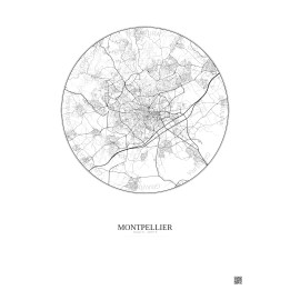 Affiche Montpellier – Poster carte de ville 10km | Gravura – Fond clair