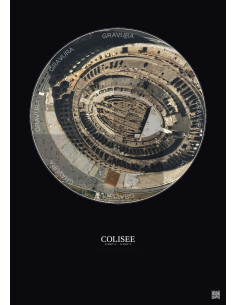 Affiche Colisee – Poster vue satellite 0.1km Couleur | Gravura – Fond foncé