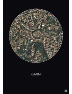 Affiche Colisee – Poster vue satellite 0.5km Couleur | Gravura – Fond foncé