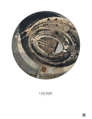 Affiche Colisee – Poster vue satellite 0.1km Couleur | Gravura – Fond clair