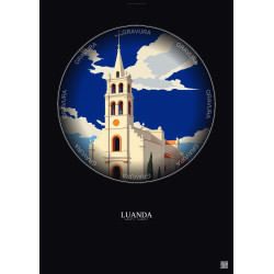 Affiche Luanda – Poster illustration vintage – Church Of Our Lady Of Remedies | Gravura – Fond foncé